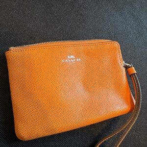 Coach Bright Orange Leather Pouch